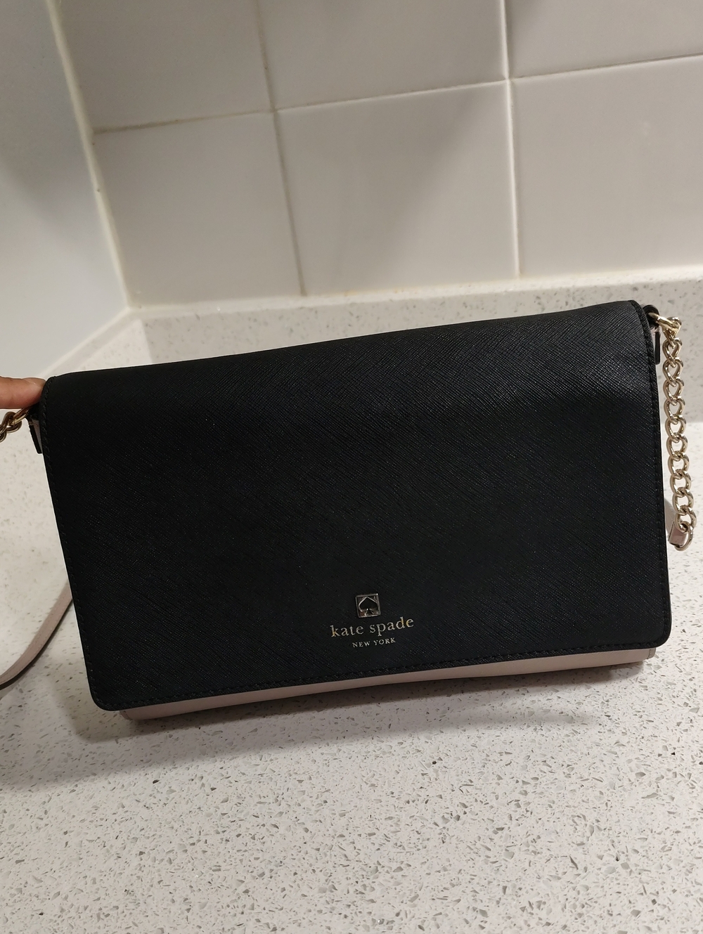 kate spade Black and Light Pink Chain Strap Crossbody Bag